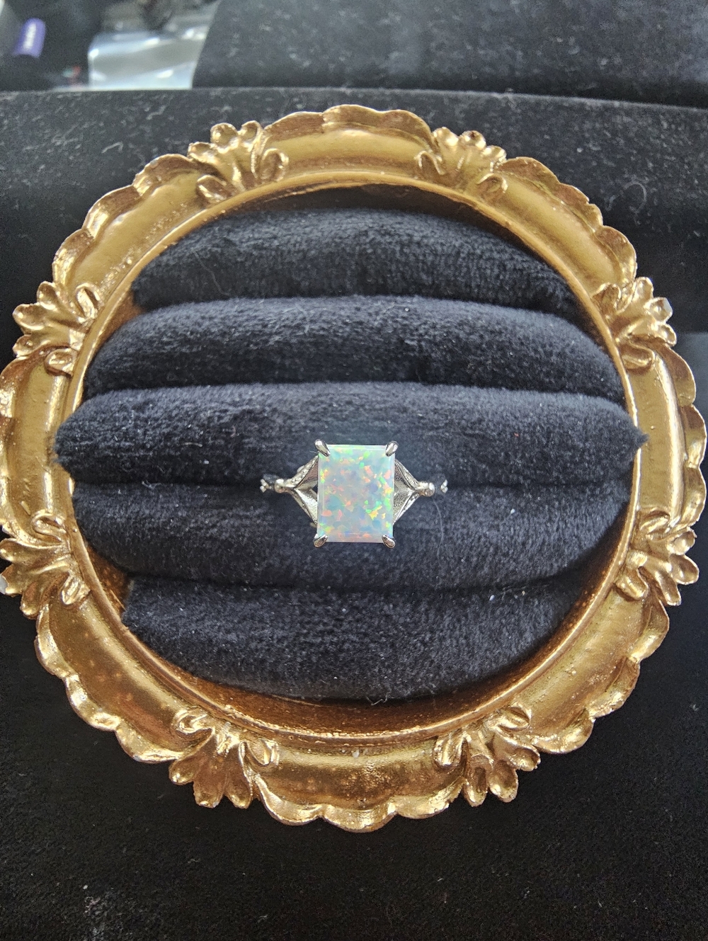 Sterling Siver And Opal Ring Size 9
